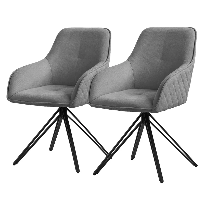 Esszimmerstuhl drehbar aus Textil Webstoff mit Rücken- und Armlehne ML-Design
