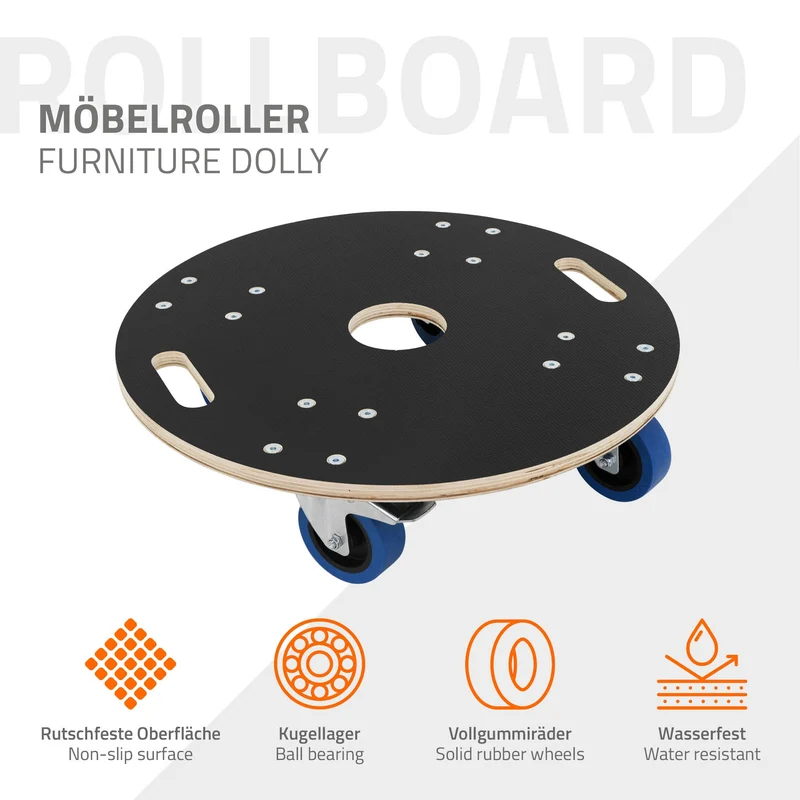 Möbelroller rund mit Feststellbremsen bis 800 kg