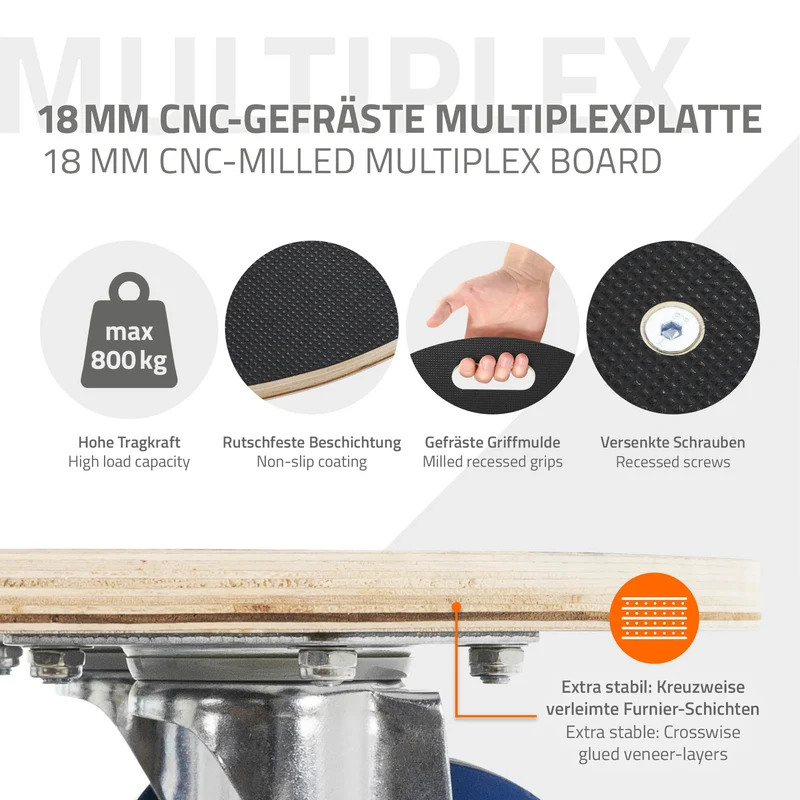 Möbelroller rund mit Feststellbremsen bis 800 kg