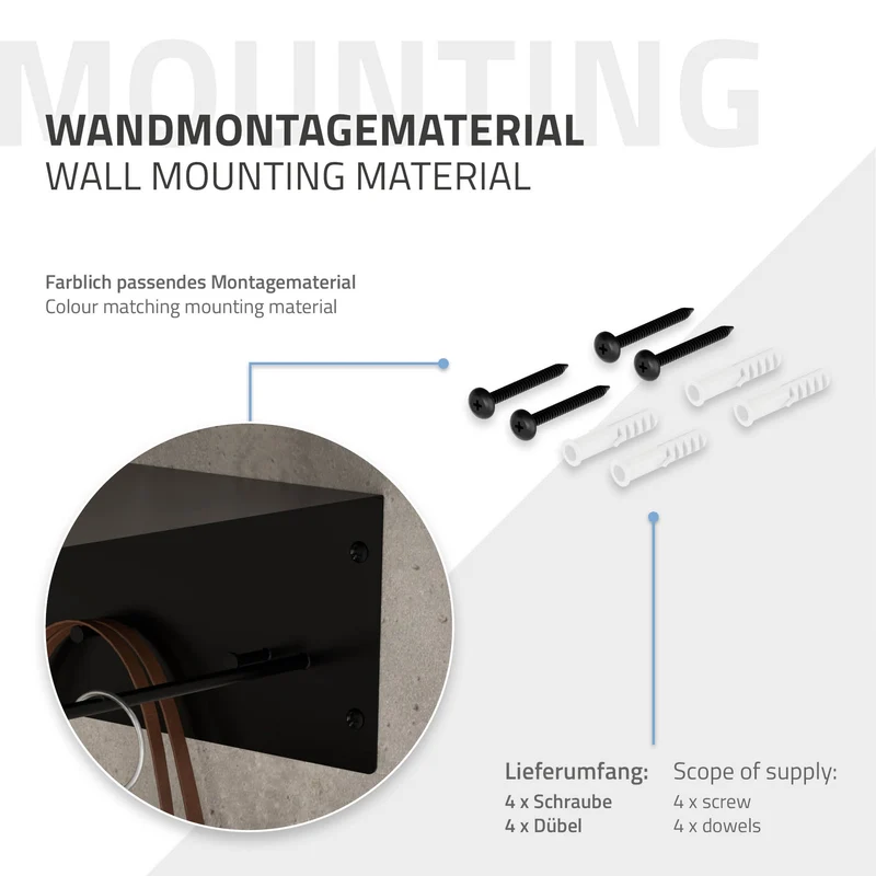 Kleiderstange Garderobe Wandmontage mit Ablage 60 x 30 x 15 cm Schwarz aus Metall ML-Design