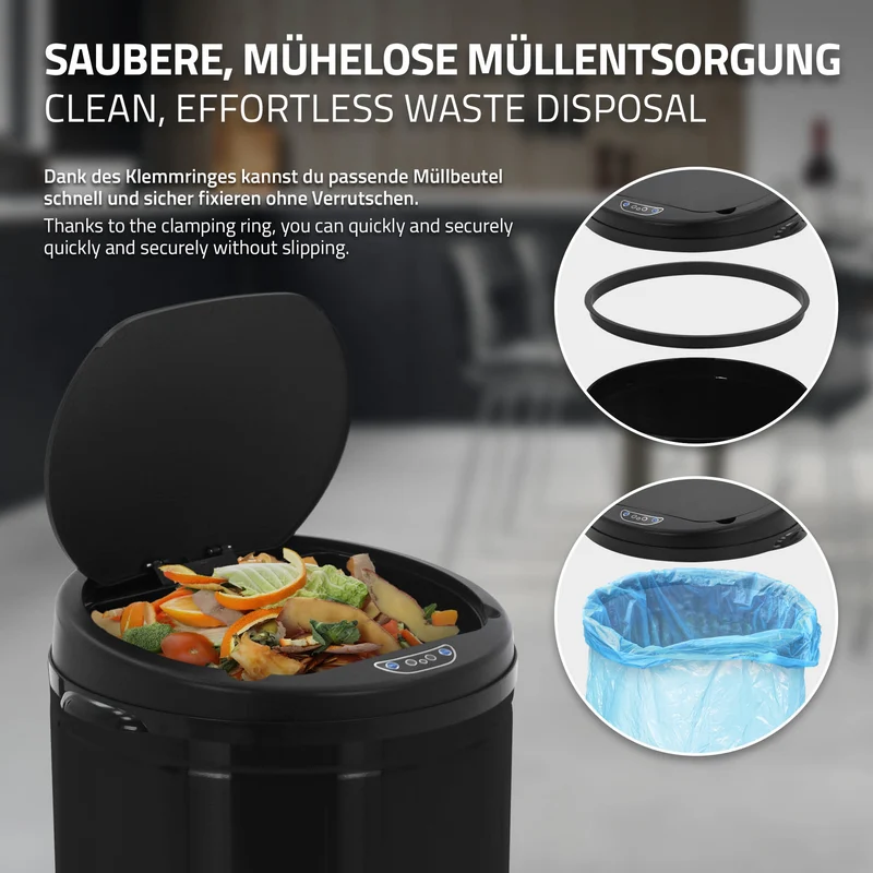 Mülleimer mit Sensor aus Edelstahl gebürstet ML-Design