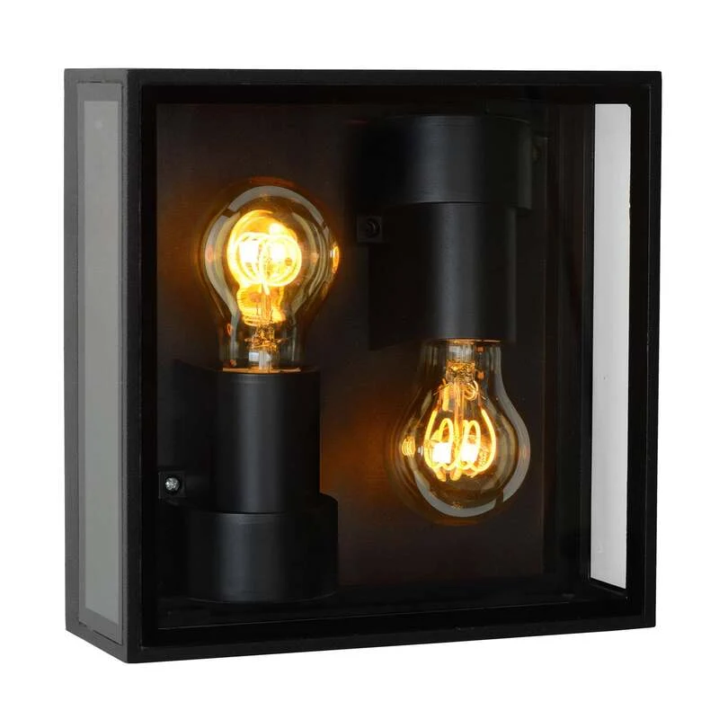 B-Ware Lucide Außenwandleuchte Dukan IP65 2-flammig LED Wandleuchte Lampe schwarz