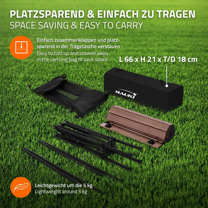 Camping Set 3-teilig mit Klapptisch Braun und 2 Campingstühlen Blau HAUKI