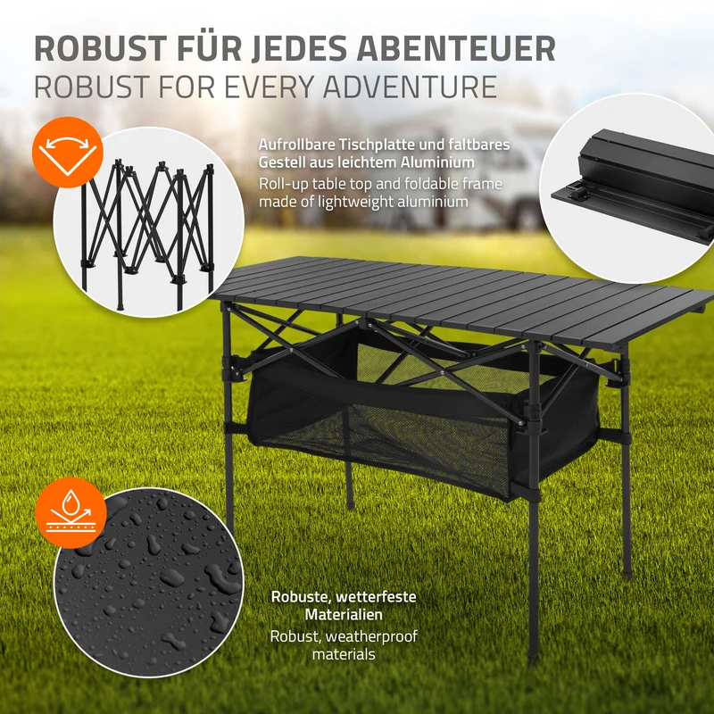 Camping Set 3-teilig mit Klapptisch Schwarz und 2 Campingstühlen Blau HAUKI
