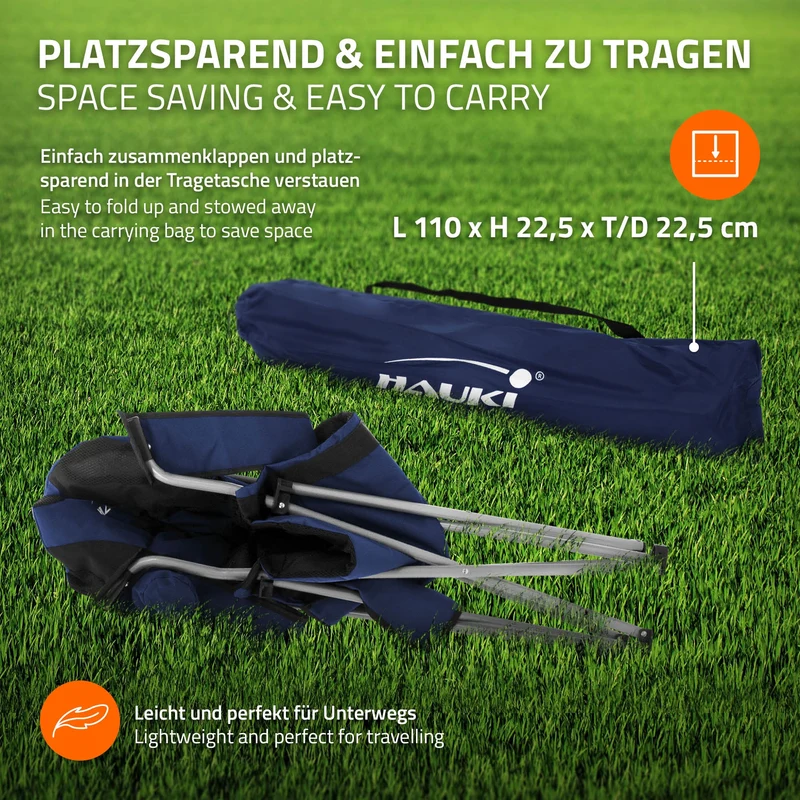 2x Campingstuhl faltbar bis 150 kg Blau mit Getränkehalterung inkl. Tragetasche Hauki