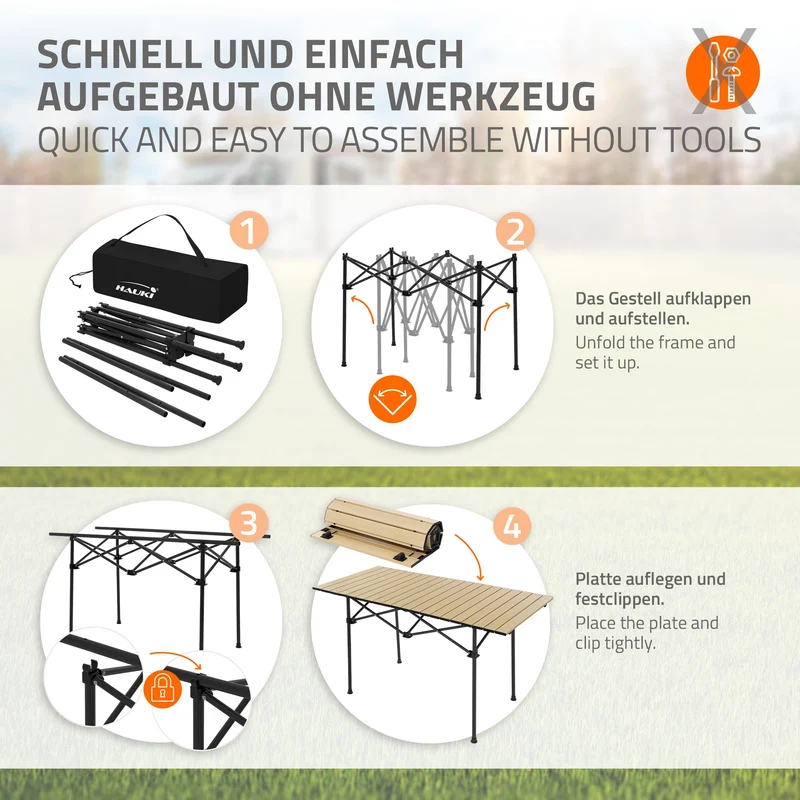 Camping Set 3-teilig mit Klapptisch Beige und 2 Campingstühlen Blau HAUKI