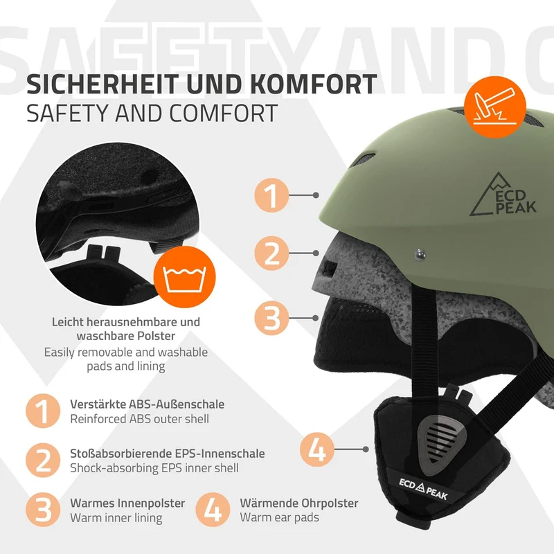 ECD Germany | Skihelm für Herren und Damen L (58-61 cm) Grün Snowboardhelm mit Belüftungssystem & Skibrillenhalter, optimaler Schutz & Tragekomfort