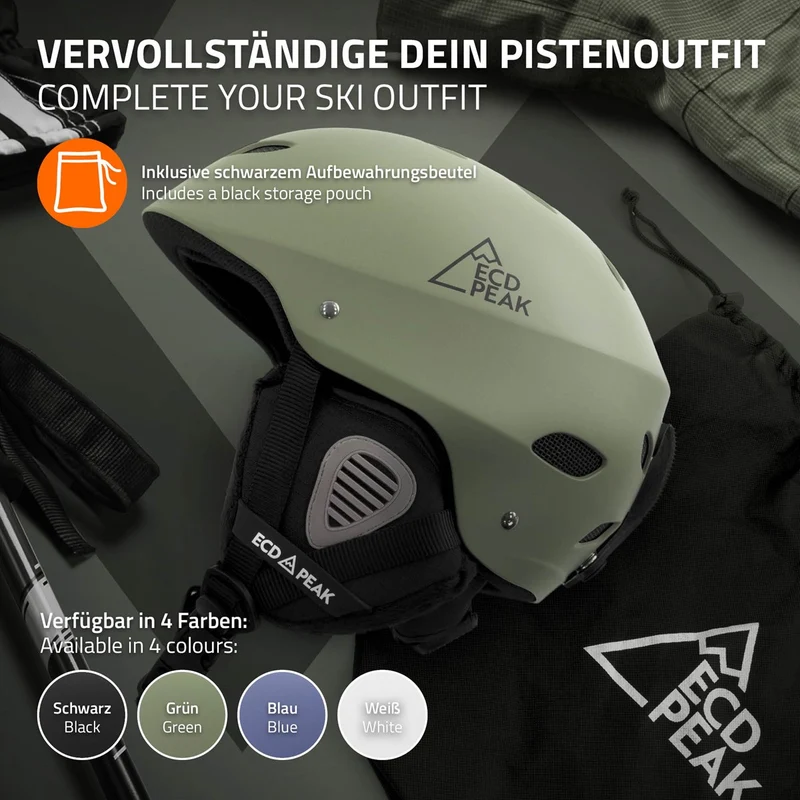 ECD Germany | Skihelm für Herren und Damen L (58-61 cm) Grün Snowboardhelm mit Belüftungssystem & Skibrillenhalter, optimaler Schutz & Tragekomfort