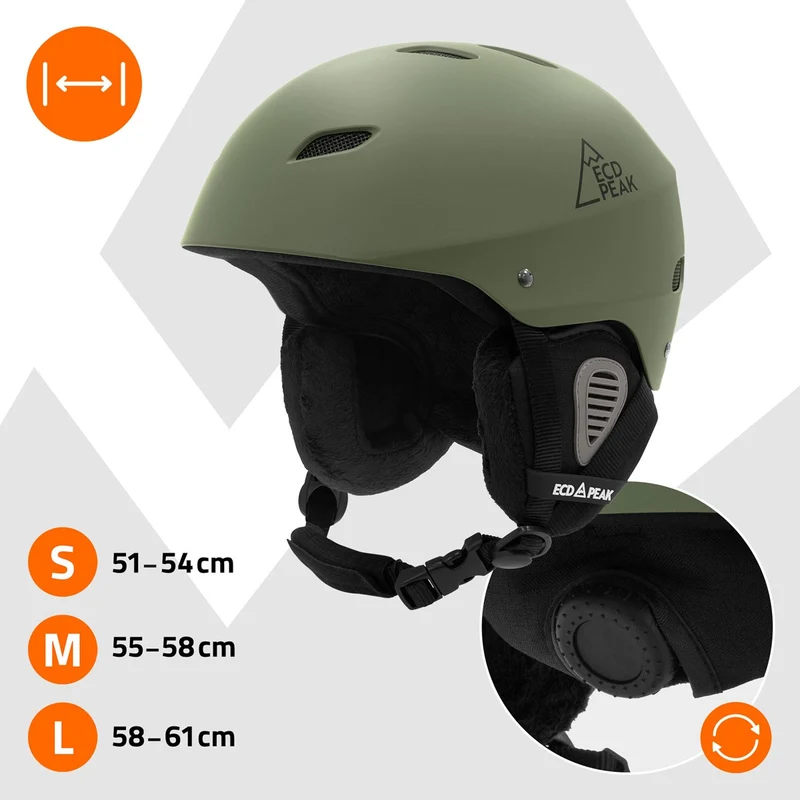 ECD Germany | Skihelm für Herren und Damen L (58-61 cm) Grün Snowboardhelm mit Belüftungssystem & Skibrillenhalter, optimaler Schutz & Tragekomfort