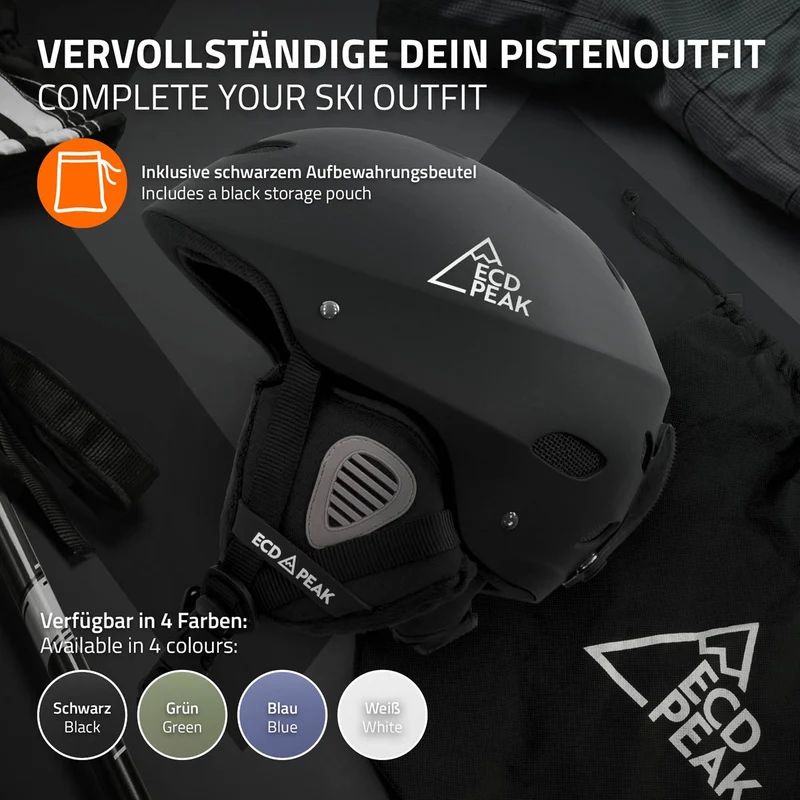 ECD Germany | Skihelm für Herren und Damen M (55-58 cm) Schwarz Snowboardhelm mit Belüftungssystem & Skibrillenhalter, optimaler Schutz & Tragekomfort