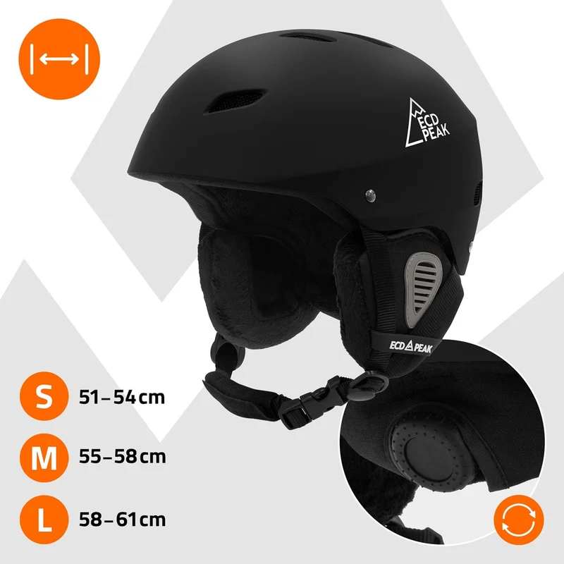 ECD Germany | Skihelm für Herren und Damen M (55-58 cm) Schwarz Snowboardhelm mit Belüftungssystem & Skibrillenhalter, optimaler Schutz & Tragekomfort