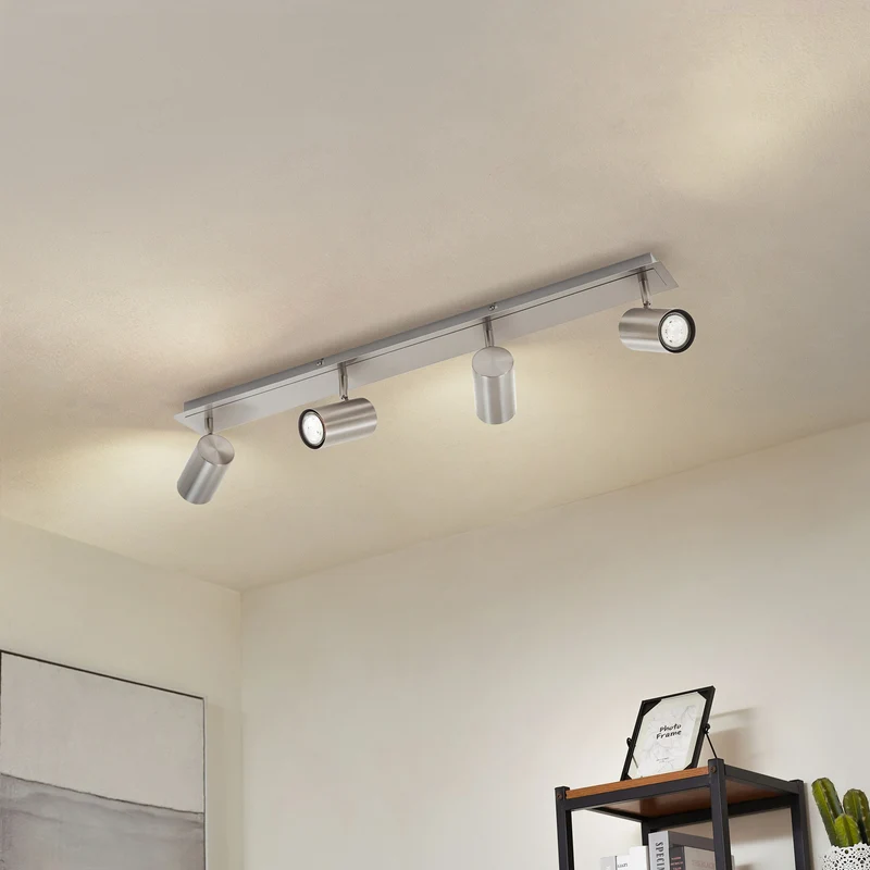 B-Ware Lindby Deckenstrahler Joffrey LED Strahler 4-flg dimmbar nickel 80cm 9cm 16,5cm