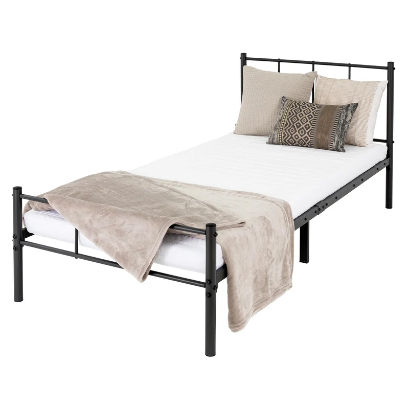 Bettgestell Einzelbett Metallbett mit Lattenrost & Kopfteil ML-Design