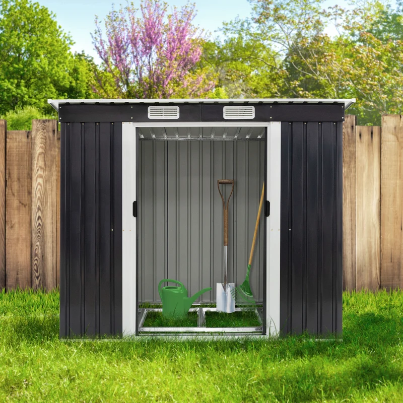 Gerätehaus mit Pultdach aus Stahlblech ML-Design