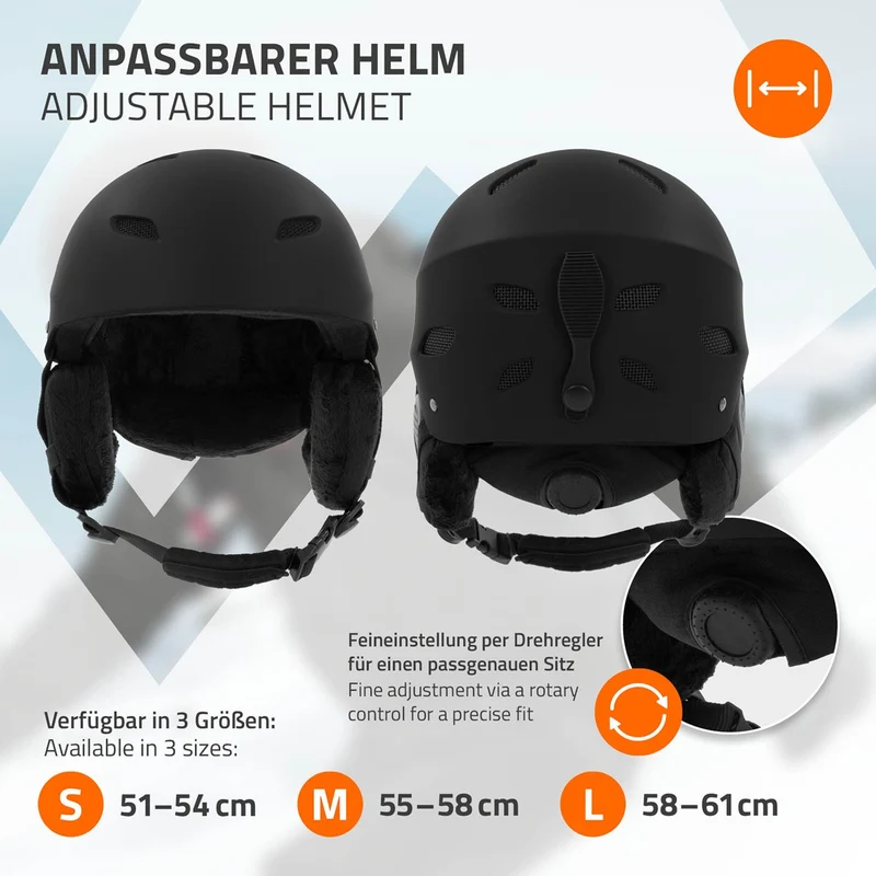 ECD Germany | Skihelm für Herren und Damen S (51-54 cm) Schwarz Snowboardhelm mit Belüftungssystem & Skibrillenhalter, optimaler Schutz & Tragekomfort