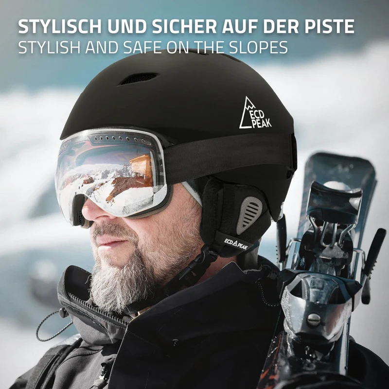 ECD Germany | Skihelm für Herren und Damen S (51-54 cm) Schwarz Snowboardhelm mit Belüftungssystem & Skibrillenhalter, optimaler Schutz & Tragekomfort