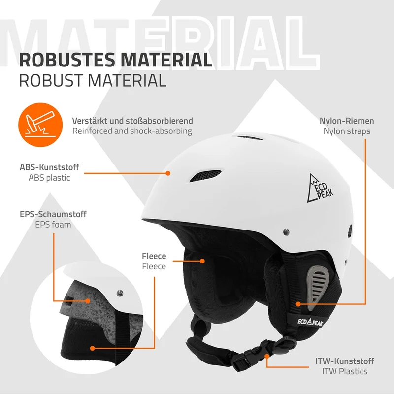 ECD Germany | Skihelm für Herren und Damen S (51-54 cm) Weiß Snowboardhelm mit Belüftungssystem & Skibrillenhalter, optimaler Schutz & Tragekomfort