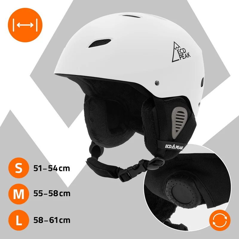 ECD Germany | Skihelm für Herren und Damen S (51-54 cm) Weiß Snowboardhelm mit Belüftungssystem & Skibrillenhalter, optimaler Schutz & Tragekomfort