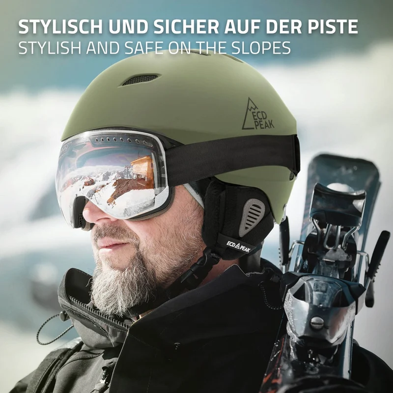 ECD Germany | Skihelm für Herren und Damen S (51-54 cm) Grün Snowboardhelm mit Belüftungssystem & Skibrillenhalter, optimaler Schutz & Tragekomfort