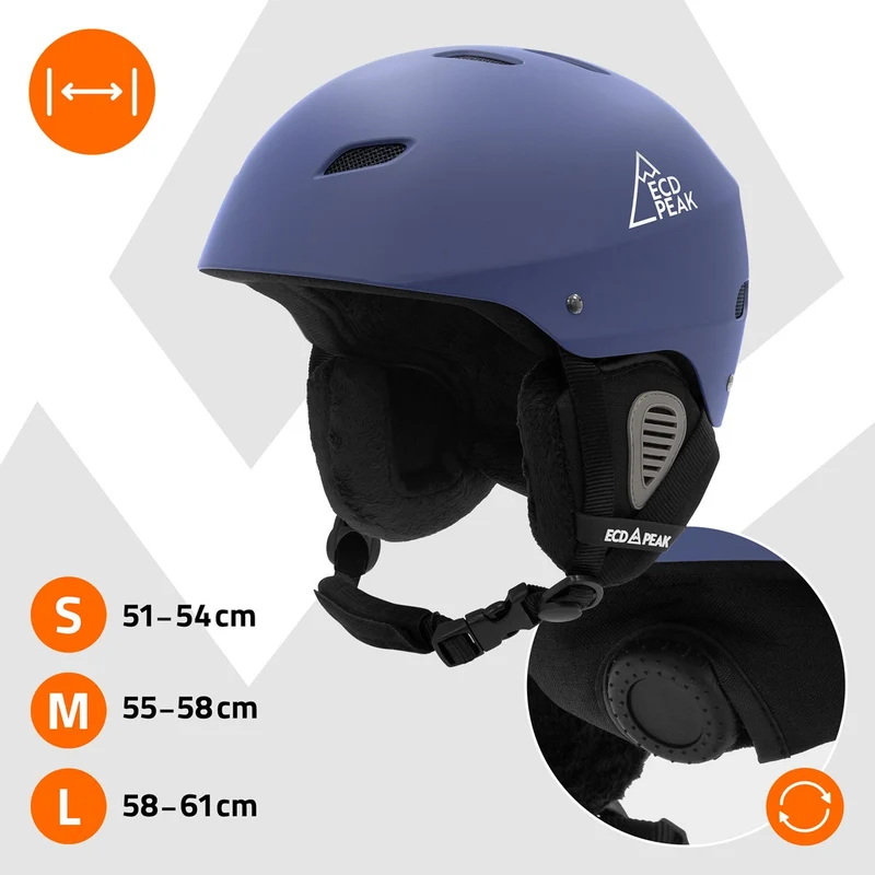 ECD Germany | Skihelm für Herren und Damen L (58-61 cm) Blau Snowboardhelm mit Belüftungssystem & Skibrillenhalter, optimaler Schutz & Tragekomfort