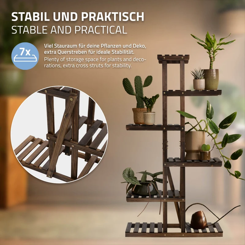 Pflanzenregal Blumenregal 75x27,5x140 cm aus Holz mit 6 Ebenen ML-Design
