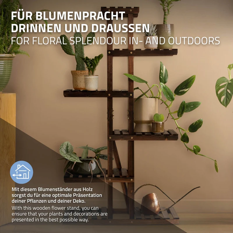 Pflanzenregal Blumenregal 75x27,5x140 cm aus Holz mit 6 Ebenen ML-Design