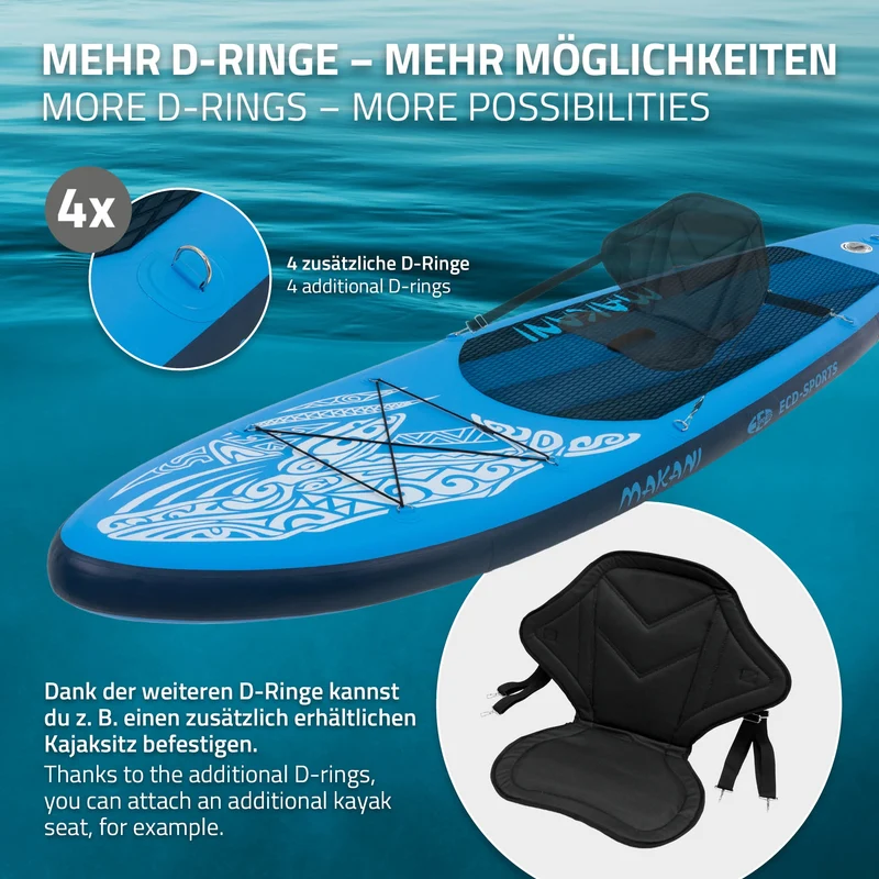 Stand Up Paddle aufblasbares SUP Board Makani 320x80x15 cm aus PVC inkl. Pumpe und Tragetasche