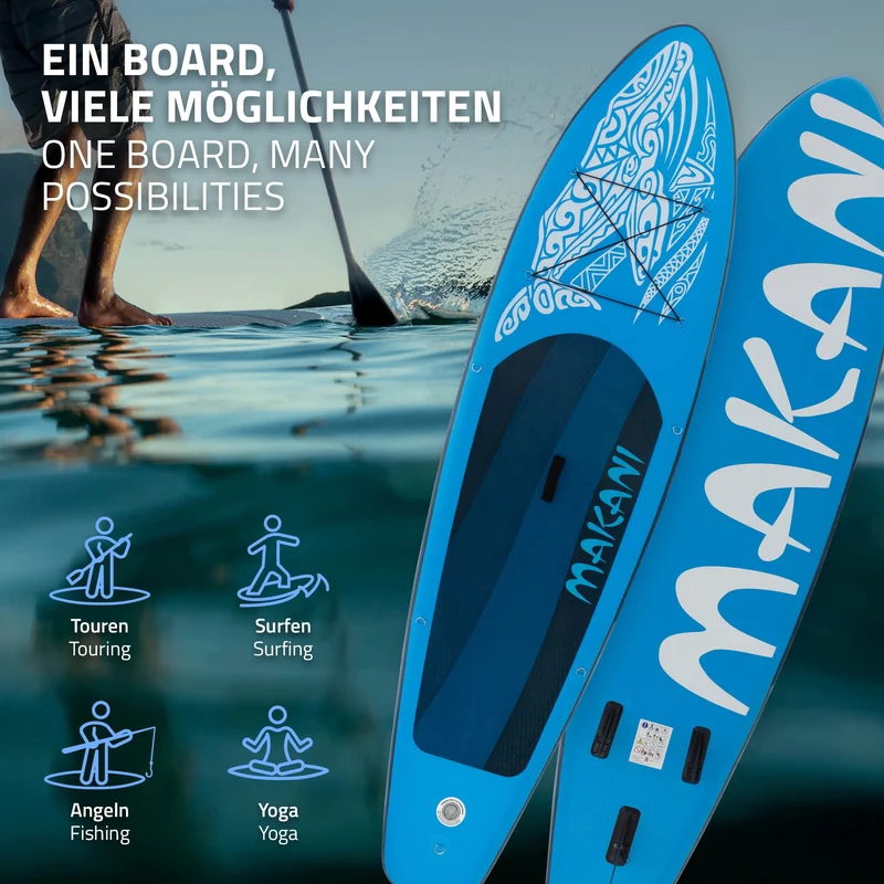 Stand Up Paddle aufblasbares SUP Board Makani 320x80x15 cm aus PVC inkl. Pumpe und Tragetasche