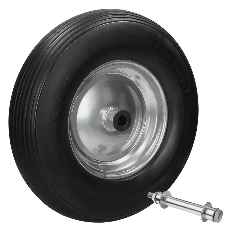 Schubkarrenrad 390 mm 4.80/4.00-8 mit Achse aus PU Vollgummi