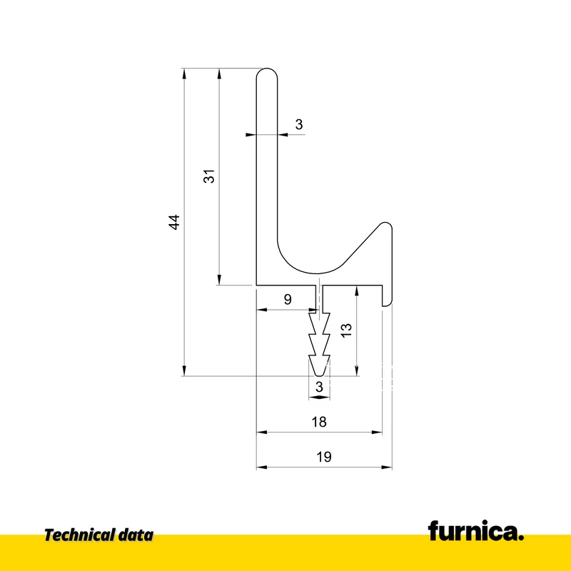 Einbauprofil II T18 / 350cm - Aluminium Anode
