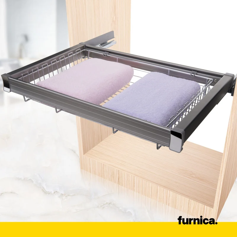 Ausziehbare Aufbewahrungskörbe für 70cm-Schrank Soft-Close - Einzelner Fachboden - Chrom