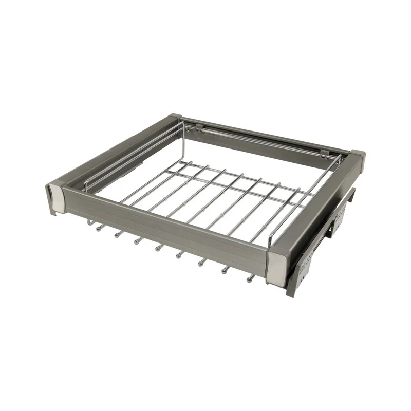 Ausziehbarer Hosenbügel 2 für 90cm-Schrank Soft-Close - Einzelner Fachboden - Grau