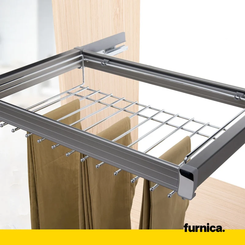 Ausziehbarer Hosenbügel 2 für 90cm-Schrank Soft-Close - Einzelner Fachboden - Grau