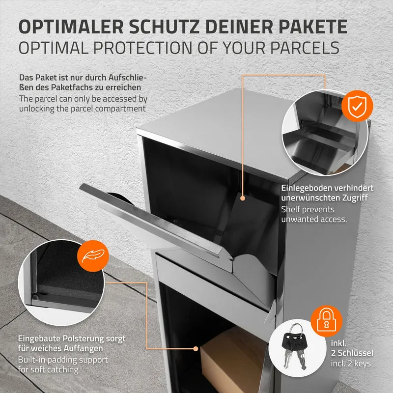 Paketbriefkasten 41x103x38 cm aus Edelstahl ML-Design