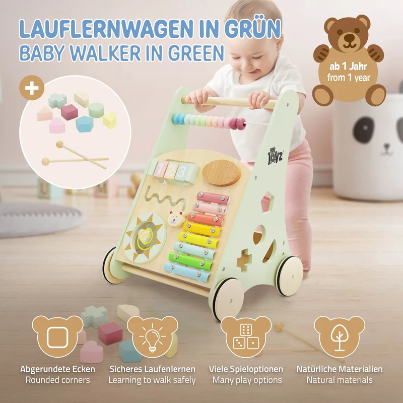 Laufwagen mit Activity Center 36x32x46 cm aus Holz Joyz