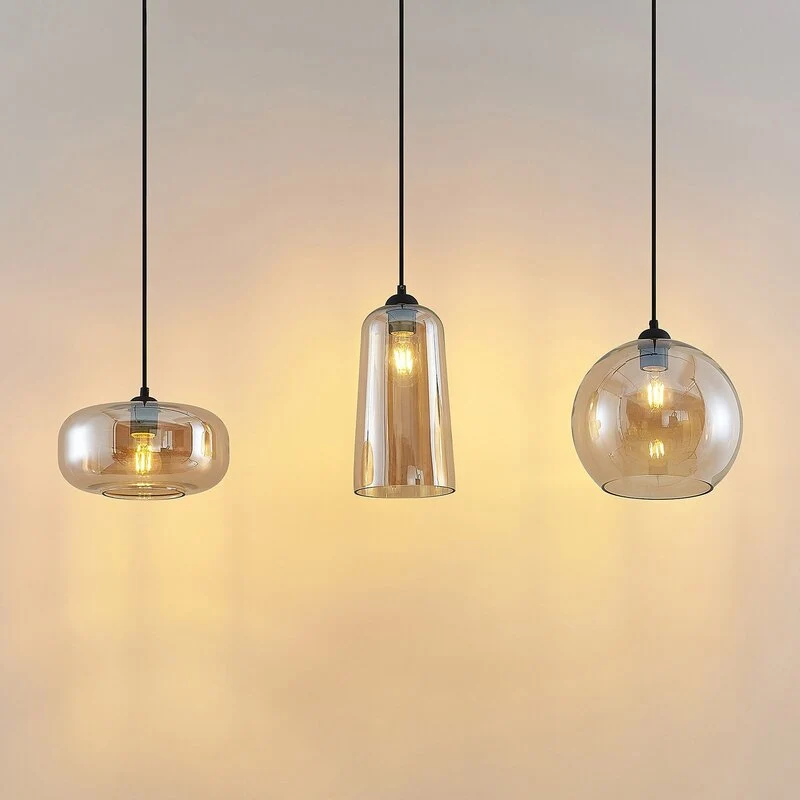 B-Ware Lucande Hängeleuchte Pendelleuchte Wilja Glas amber Esszimmer SIEHE TEXT/FOTO169