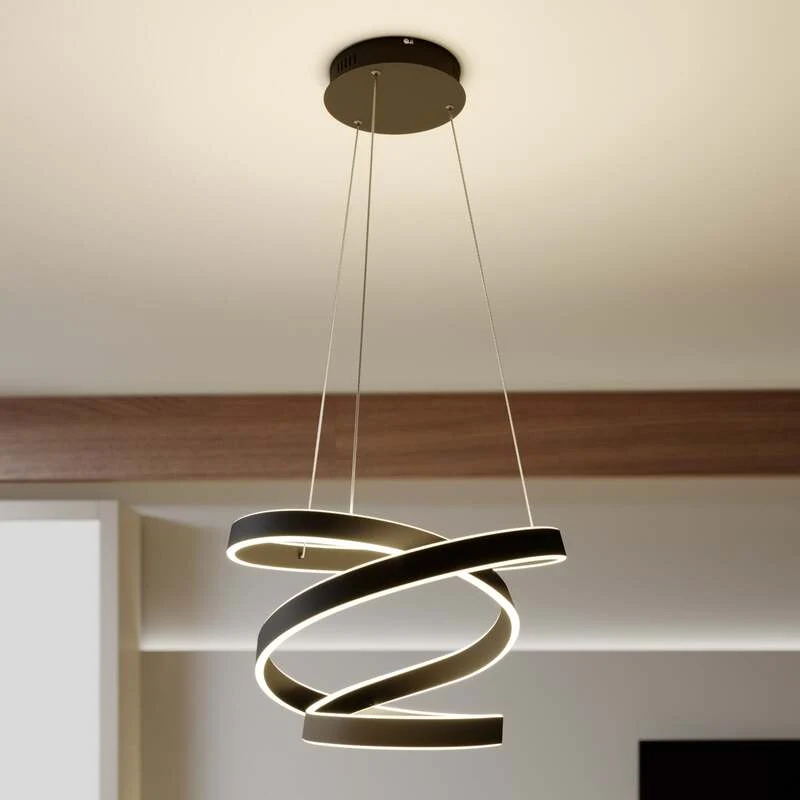 C-Ware Lindby Pendelleuchte Hängelampe LED schwarz Aluminium Metall Kunststoff Olada