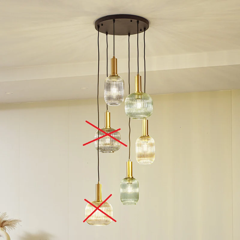 C-Ware Lindby Hängeleuchte Doroteo grün amber grau Glas Deckenlampe SIEHE TEXT/FOTO