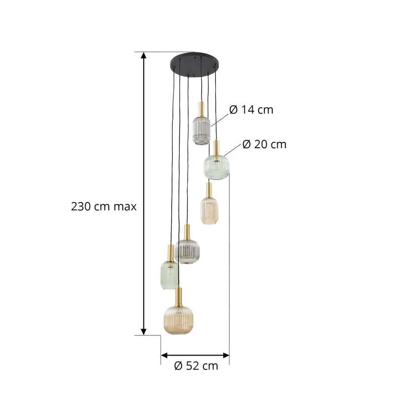 C-Ware Lindby Hängeleuchte Doroteo grün amber grau Glas Deckenlampe SIEHE TEXT/FOTO