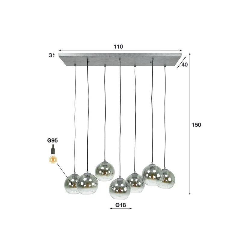 B-Ware Hängeleuchte Allessandra Hängelampe Deckenlampe Lampe Glasschirm SIEHE TEXT/FOTO
