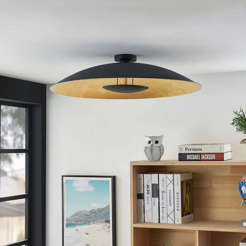 B-Ware Lindby Narisara Deckenlampe Deckenleuchte schwarz-gold Ø80cm SIEHE TEXT/FOTO