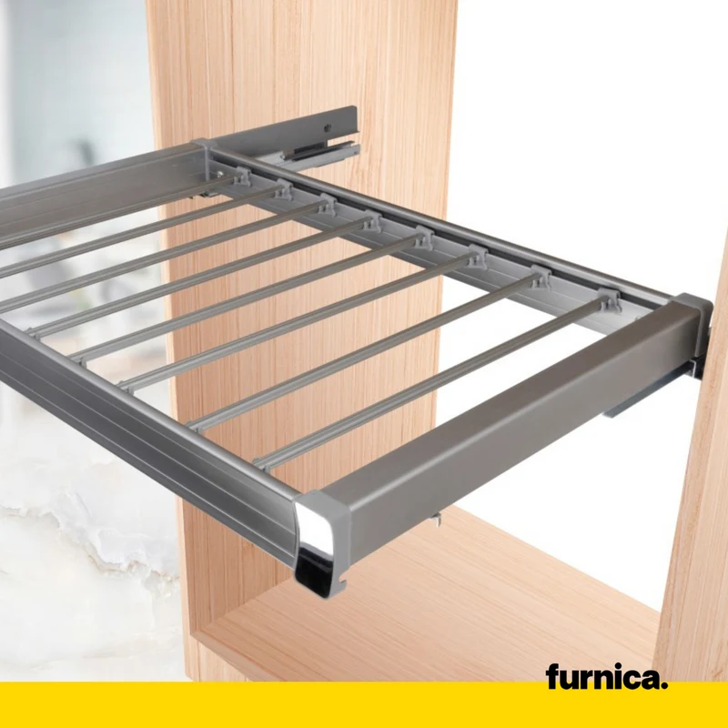 Ausziehbarer Hosenbügel für 70cm-Schrank Soft-Close - Einzelner Fachboden - Grau