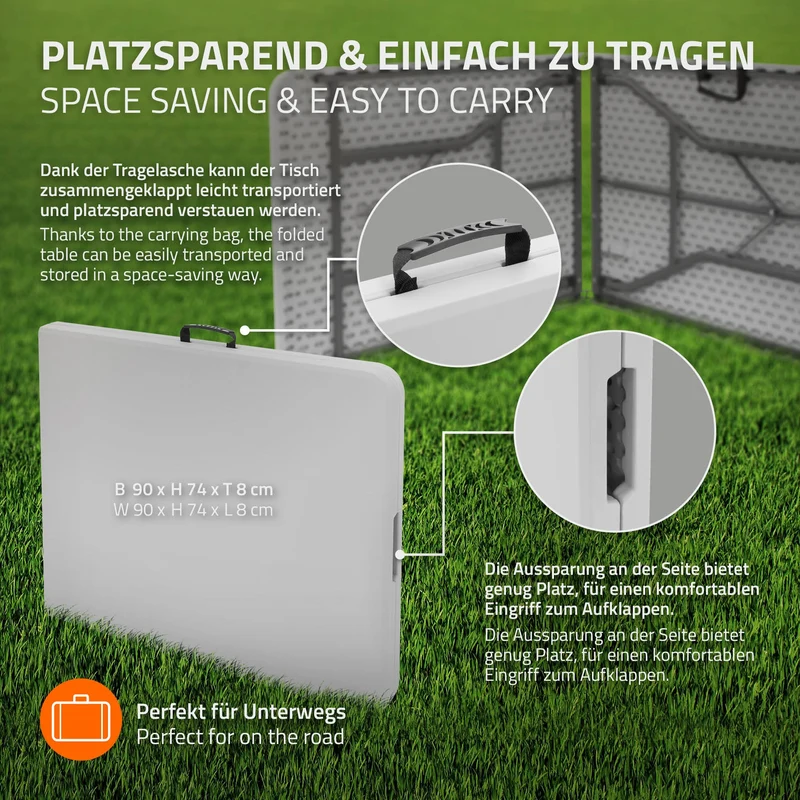 Campingtisch klappbar 180x74 cm aus Kunststoff ML-Design