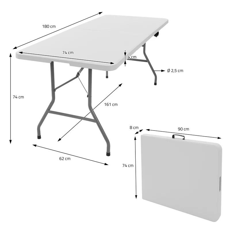 Campingtisch klappbar 180x74 cm aus Kunststoff ML-Design