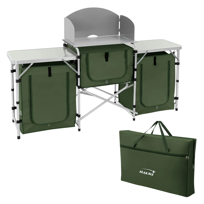 Camping Küche faltbar mit Tragetasche aus Aluminium inkl. Arbeitsplatte Hauki