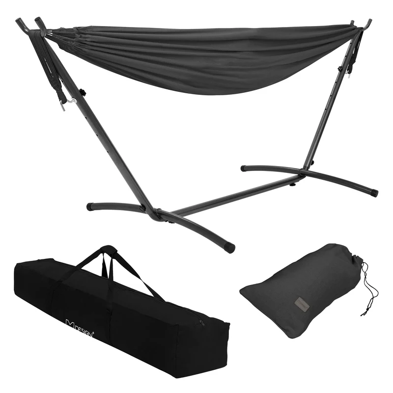 XXL Hängematte mit Stahlgestell 255 x 99 x 98 cm bis 250 kg inkl. Tragetasche ML-Design