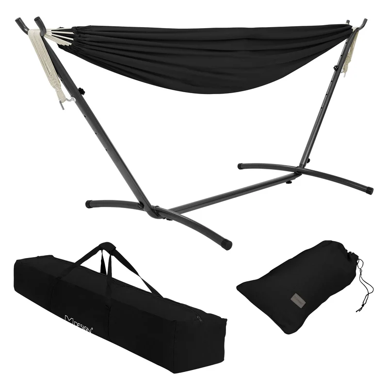 XXL Hängematte mit Stahlgestell 255 x 99 x 98 cm bis 250 kg inkl. Tragetasche ML-Design