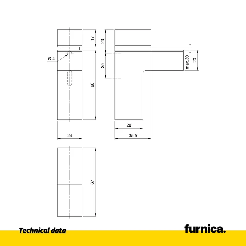 Glas- und Tellerhalter L-Form II - Chrom Matt
