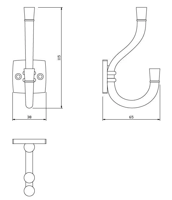 Doppelter Hut- und Mantelhaken - 115 mm - Silber