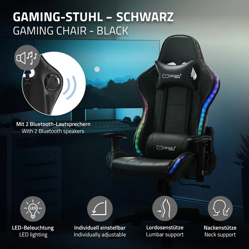 Gaming Stuhl PVC-Leder RGB
